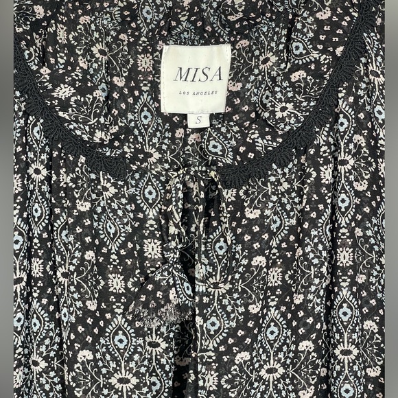 MISA Los Angeles Marcele Midi Dress S Paisley Floral Ruffle Sleeve Boho Peasant - Picture 6 of 16